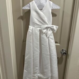 Elegant White Kids Dress with Bow